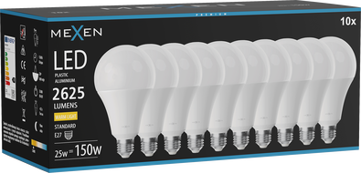 Mexen Nova 10x LED-Glühbirne E27, A95, 25W, Warm - 3000K, 2625 lm - L100-E27-2530-01x10
