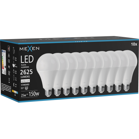 Mexen Nova 10x LED-Glühlampe E27, A95, 25W, Neutral - 4000K, 2625 lm - L100-E27-2540-01x10