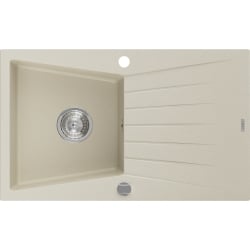 Mexen Cesar Granitspüle mit einem Becken und einer Abtropffläche 775 x 470 mm, Beige - 6514771010-69