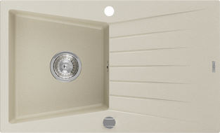 Mexen Cesar granitspüle 1-becken mit abtropffläche 775 x 470 mm, beige, chromsiphon - 6514771010-69