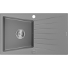 Mexen Cesar Granitspüle 1-becken mit Abtropffläche 775 x 470 mm, grau, Chromsiphon - 6514771010-71