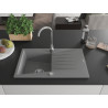 Mexen Cesar Granitspüle 1-becken mit Abtropffläche 775 x 470 mm, grau, Chromsiphon - 6514771010-71