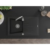 Mexen Cesar Granitspüle 1-beckig mit Abtropffläche 775 x 470 mm, schwarz, Siphon Chrom - 6514771010-77