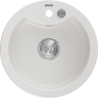 Mexen Diego Granitspüle 1-Becken 488 x 480 mm, weiß, Siphon chrom - 6512481000-20