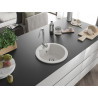 Mexen Diego Granitspüle 1-Becken 488 x 480 mm, weiß, Siphon chrom - 6512481000-20