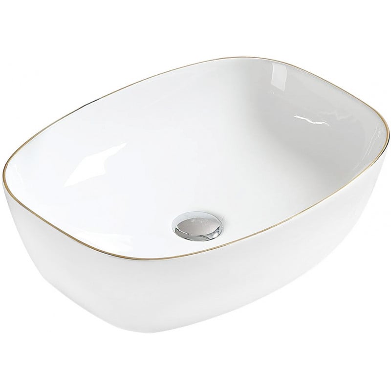 Mexen Lita Aufsatzwaschbecken 49 x 37 cm, weiß/gold - 22124905