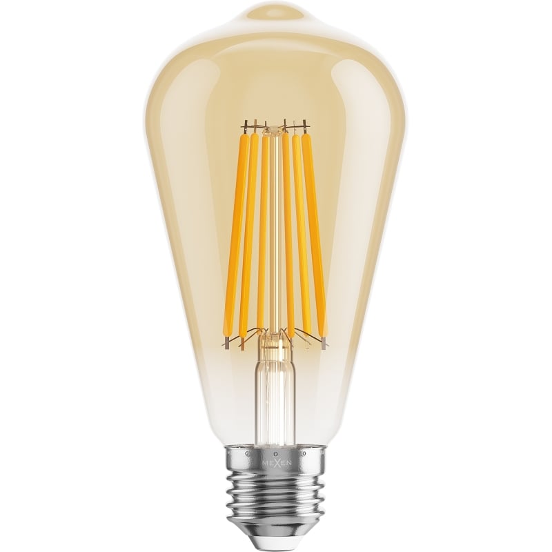 Mexen Vintis 3x LED-Filament-Glühbirne E27, ST64, 10W, Warm - 2700K, 910 lm, amber - L152-E27-1027-50x03