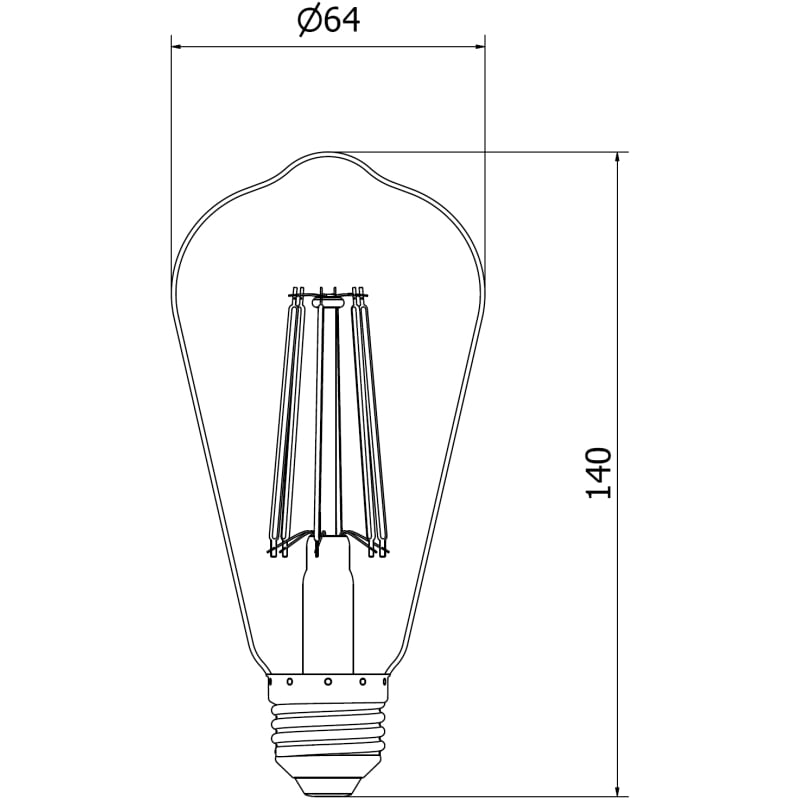 Mexen Vintis 3x LED-Filament-Glühbirne E27, ST64, 10W, Warm - 2700K, 910 lm, amber - L152-E27-1027-50x03