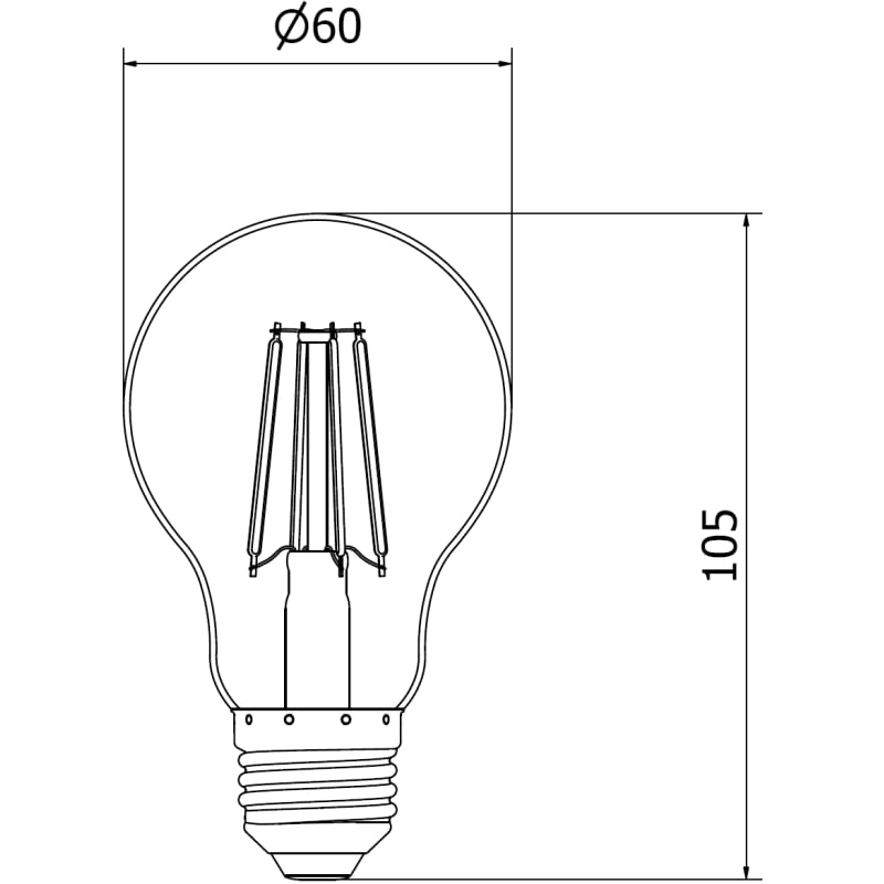 Mexen Vintis 6x LED-Filamentlampe E27, A60, 4W, Warm - 2700K, 400 lm, amber - L150-E27-0427-50x06