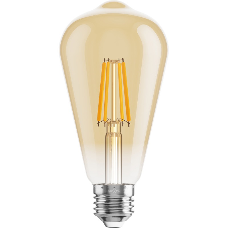Mexen Vintis 6x LED-Filament-Glühbirne E27, ST64, 4W, Warm - 2200K, 400 lm, amber - L152-E27-0422-50x06