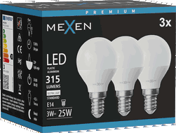 Mexen Nova 3x LED-Lampe E14, G45, 3W, Neutral - 4000K, 315 lm - L101-E14-0340-01x03