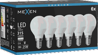 Mexen Nova 6x LED-Glühbirne E14, G45, 3W, Neutral - 4000K, 315 lm - L101-E14-0340-01x06