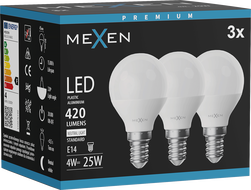 Mexen Nova 3x LED-Glühbirne E14, G45, 4W, Neutral - 4000K, 420 lm - L101-E14-0440-01x03