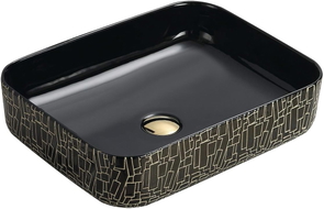 Mexen Lorita Aufsatzwaschbecken 51 x 39 cm, schwarz/gold - 22135163