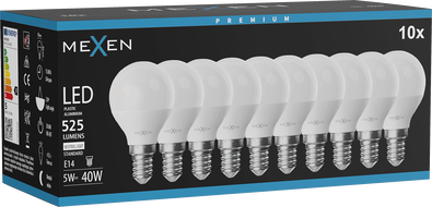 Mexen Nova 10x LED-Glühbirne E14, G45, 5W, Neutral - 4000K, 525 lm - L101-E14-0540-01x10