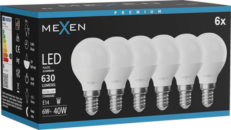 Mexen Nova 6x LED-Glühbirne E14, G45, 6W, Neutral - 4000K, 630 lm - L101-E14-0640-01x06