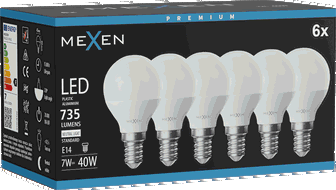 Mexen Nova 6x LED-Glühlampe E14, G45, 7W, Neutral - 4000K, 735 lm - L101-E14-0740-01x06