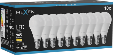 Mexen Nova 10x LED-Glühbirne E14, G45, 9W, Warm - 3000K, 945 lm - L101-E14-0930-01x10