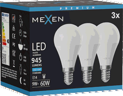 Mexen Nova 3x LED-Glühbirne E14, G45, 9W, Kalt - 6500K, 945 lm - L101-E14-0965-01x03