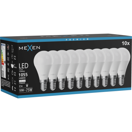 Mexen Nova 10x LED-Glühbirne E14, G45, 10W, Neutral - 4000K, 1055 lm - L101-E14-1040-01x10