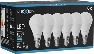 Mexen Nova 6x LED-Glühbirne E14, G45, 10W, Kalt - 6500K, 1055 lm - L101-E14-1065-01x06
