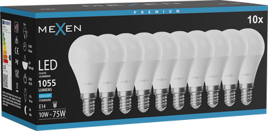 Mexen Nova 10x LED-Glühbirne E14, G45, 10W, Kalt - 6500K, 1055 lm - L101-E14-1065-01x10