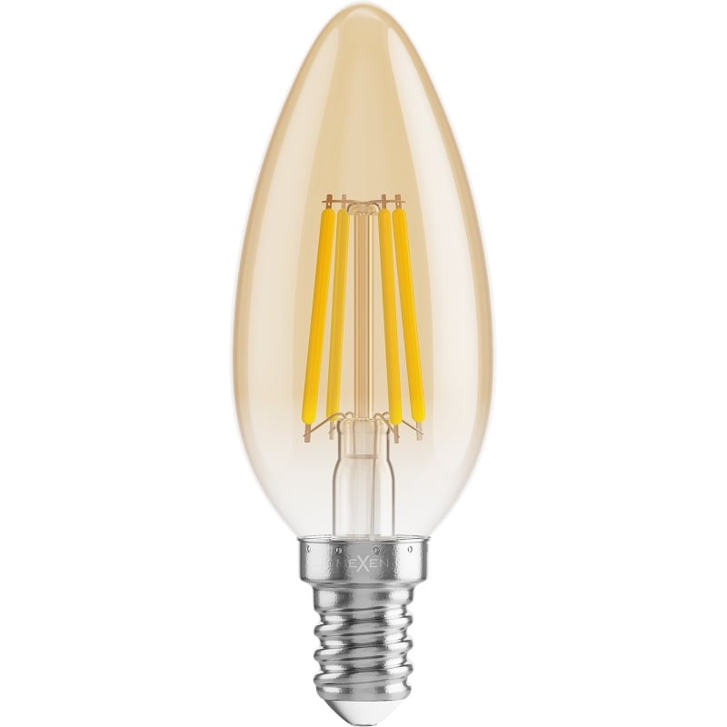 Mexen Vintis 3x LED-Filament-Glühbirne E14, C35, 4W, Warm - 2200K, 400 lm, Bernstein - L154-E14-0422-50x03