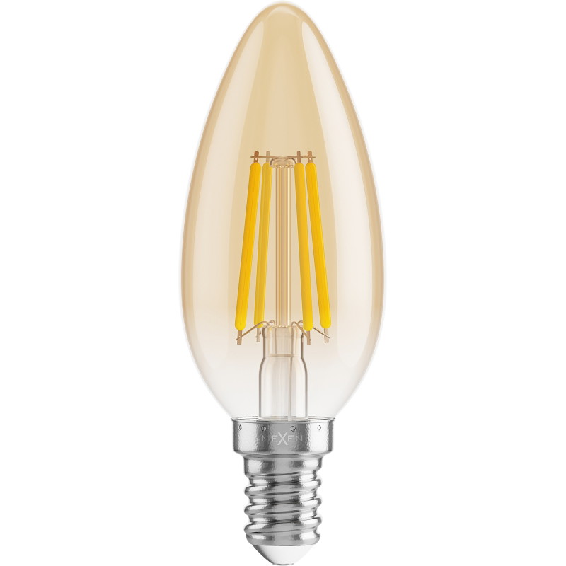 Mexen Vintis 3x Filament-LED-Glühbirne E14, C35, 6W, Warm - 2200K, 600 lm, bernstein - L154-E14-0622-50x03