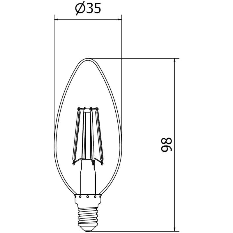 Mexen Vintis 10x LED-Filamentlampe E14, C35, 6W, Neutral - 4000K, 720 lm, klar - L154-E14-0640-00x10
