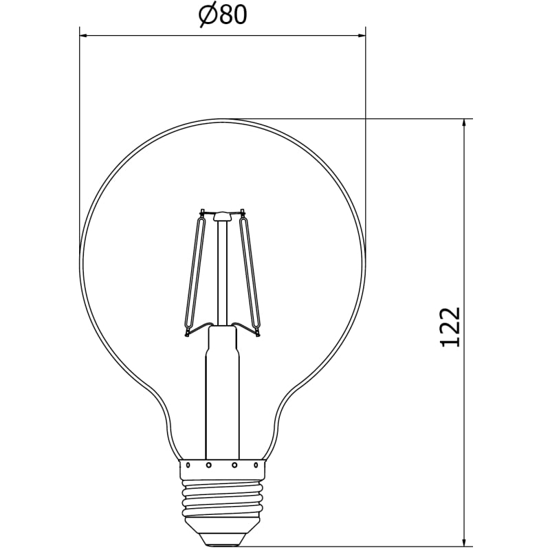 Mexen Vintis 3x LED-Filamentlampe E27, G80, 2W, Warm - 2200K, 150 lm, Rauch - L155-E27-0222-70x03