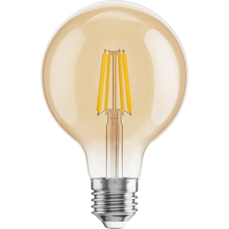 Mexen Vintis 3x LED-Filamentlampe E27, G80, 6W, Warmweiß - 2200K, 600 lm, Bernstein - L155-E27-0622-50x03