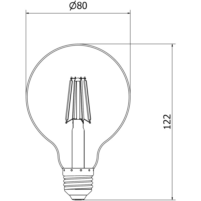 Mexen Vintis 10x LED-Filament-Glühbirne E27, G80, 6W, Warm - 2200K, 600 lm, amber - L155-E27-0622-50x10