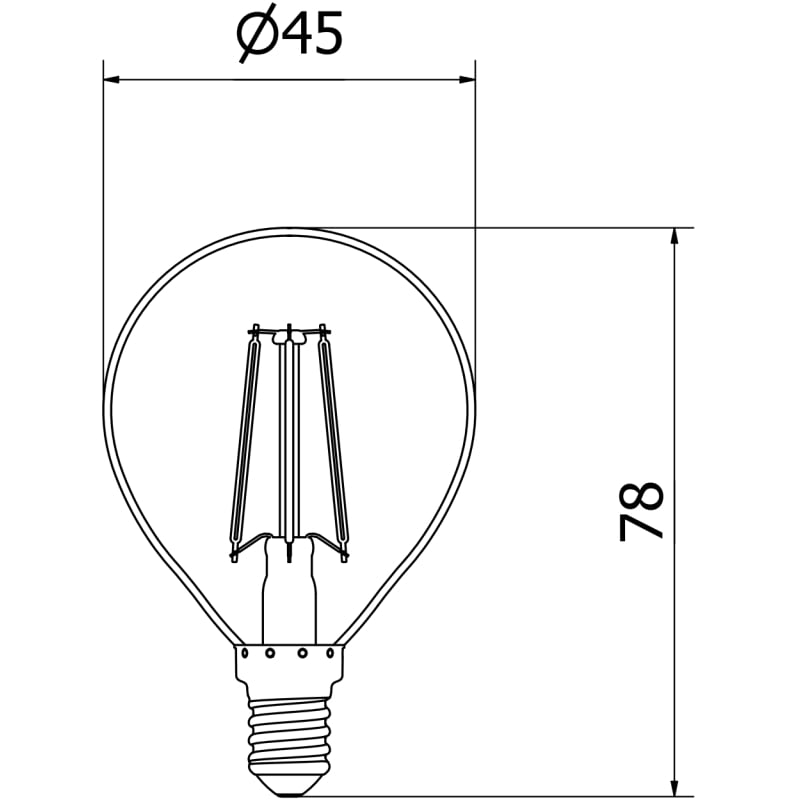 Mexen Vintis 10x LED-Filamentlampe E14, G45, 4W, Kalt - 6500K, 470 lm, klar - L156-E14-0465-00x10