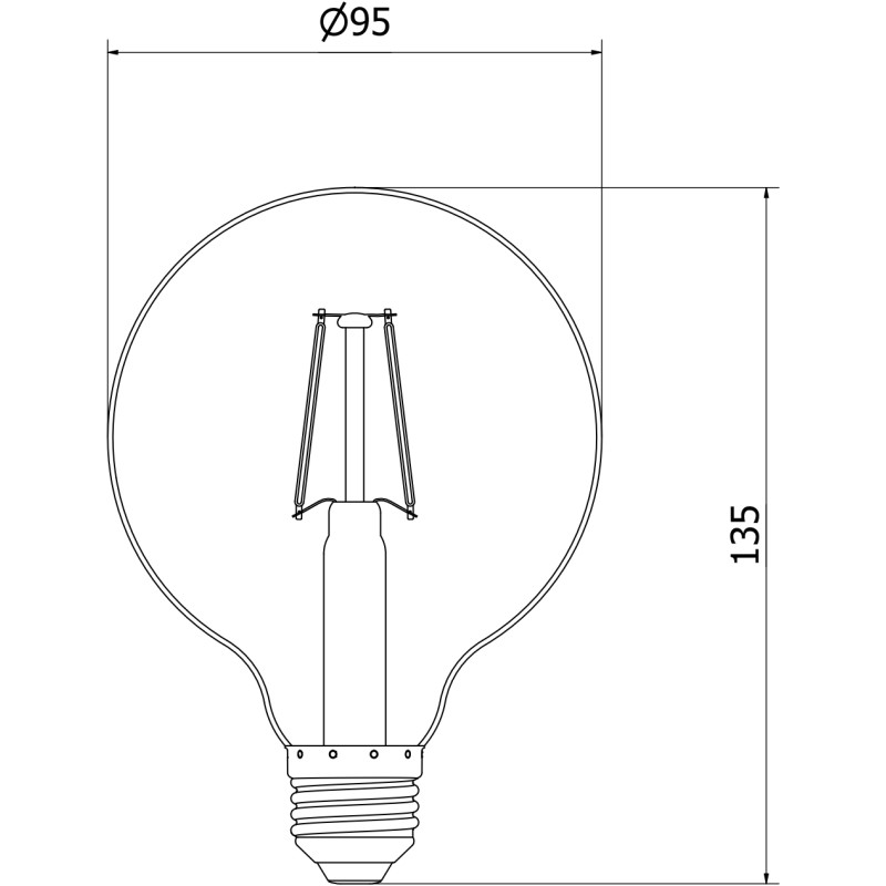 Mexen Vintis 3x LED-Filamentlampe E27, G95, 2W, Warm - 2200K, 180 lm, Amber - L157-E27-0222-50x03