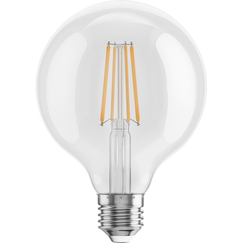 Mexen Vintis 3x LED-Filamentlampe E27, G95, 8W, Warmweiß - 2700K, 1055 lm, klar - L157-E27-0827-00x03