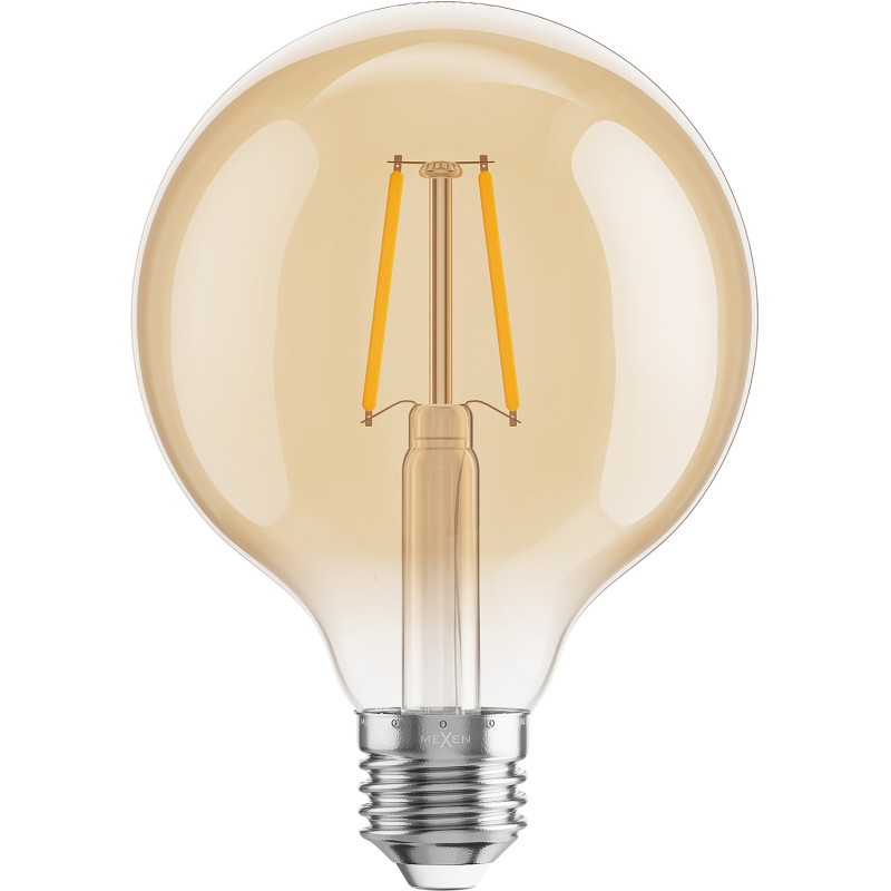 Mexen Vintis 6x Filament-LED-Glühbirne E27, G95, 2W, Warm - 2200K, 180 lm, amber - L157-E27-0222-50x06