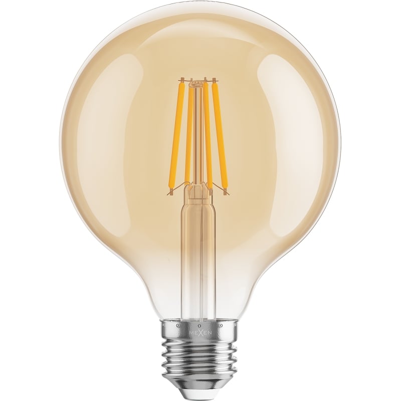 Mexen Vintis 10x LED-Filament-Glühlampe E27, G95, 6W, Warm - 2700K, 600 lm, bernstein - L157-E27-0627-50x10