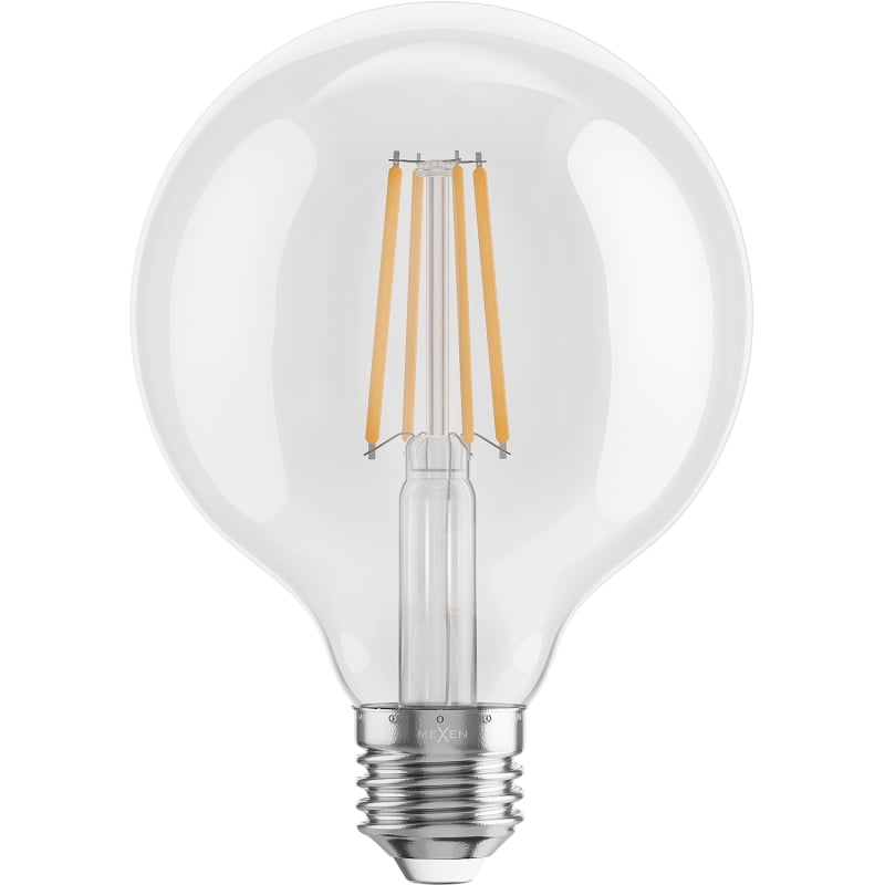 Mexen Vintis 6x LED-Filament-Glühbirne E27, G95, 8W, Warm - 2700K, 1055 lm, klar - L157-E27-0827-00x06