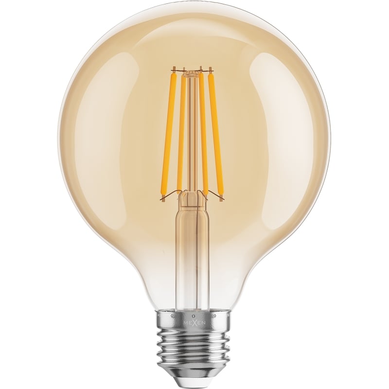 Mexen Vintis 10x LED-Filament-Glühbirne E27, G95, 8W, Warm - 2700K, 750 lm, amber - L157-E27-0827-50x10
