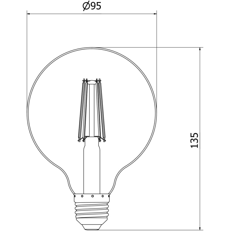 Mexen Vintis 10x LED-Filamentlampe E27, G95, 8W, Warm - 2700K, 680 lm, Rauch - L157-E27-0827-70x10