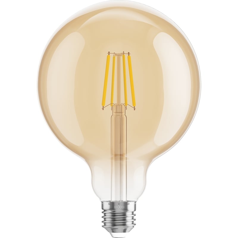 Mexen Vintis 10x LED-Filament-Glühbirne E27, G125, 4W, Warm - 2200K, 400 lm, Bernstein - L158-E27-0422-50x10