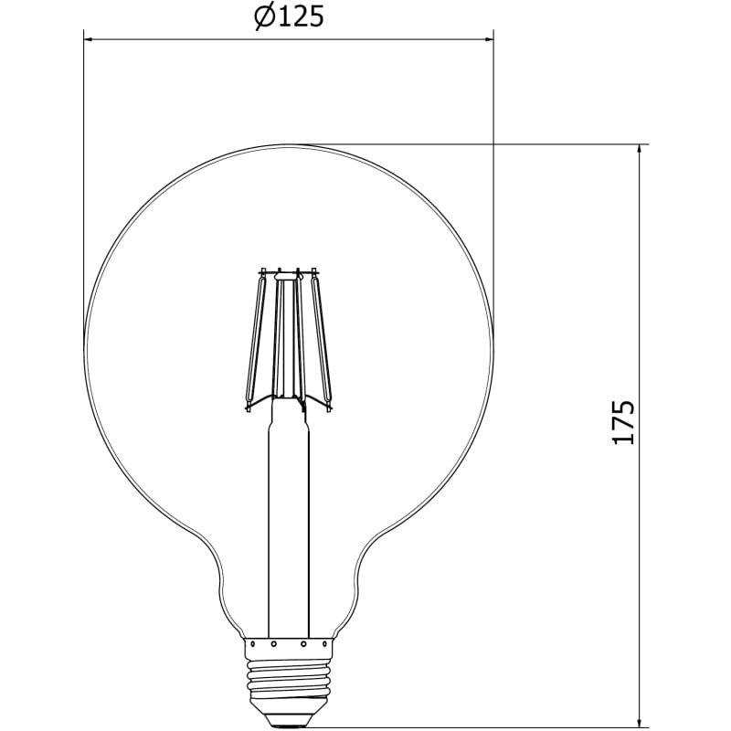 Mexen Vintis 6x LED-Filament-Glühbirne E27, G125, 6W, Warm - 2200K, 600 lm, bernstein - L158-E27-0622-50x06