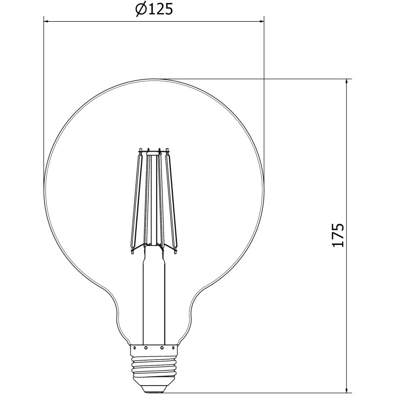 Mexen Vintis 10x LED-Filament-Glühbirne E27, G125, 8W, Warm - 2200K, 750 lm, bernstein - L158-E27-0822-50x10
