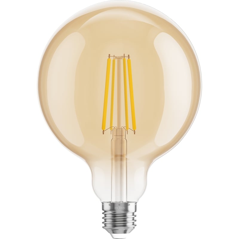 Mexen Vintis 10x LED-Filament-Glühbirne E27, G125, 8W, Warm - 2200K, 750 lm, bernstein - L158-E27-0822-50x10