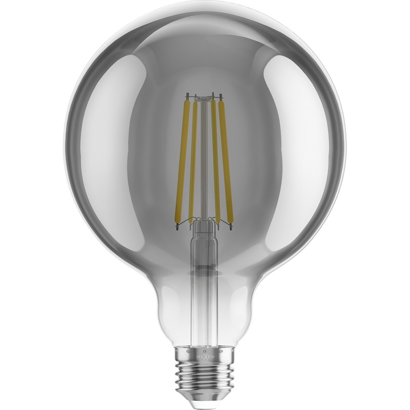 Mexen Vintis 6x LED-Filamentlampe E27, G125, 8W, Warm - 2700K, 680 lm, Rauchglas - L158-E27-0827-70x06