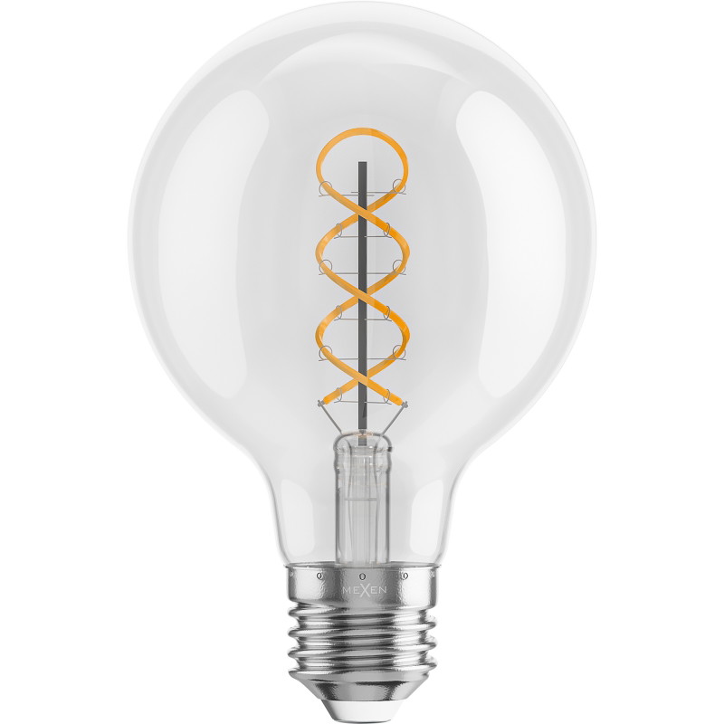 Mexen Vintis 3x LED-Filament-Glühbirne Spirale E27, G80, 4W, Warm - 2700K, 420 lm, klar - L165-E27-0427-00x03