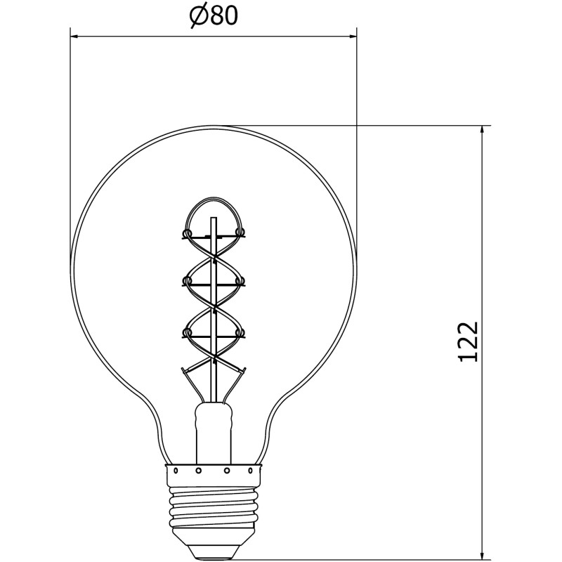 Mexen Vintis 3x LED-Filament-Glühbirne Spirale E27, G80, 4W, Warm - 2700K, 420 lm, klar - L165-E27-0427-00x03