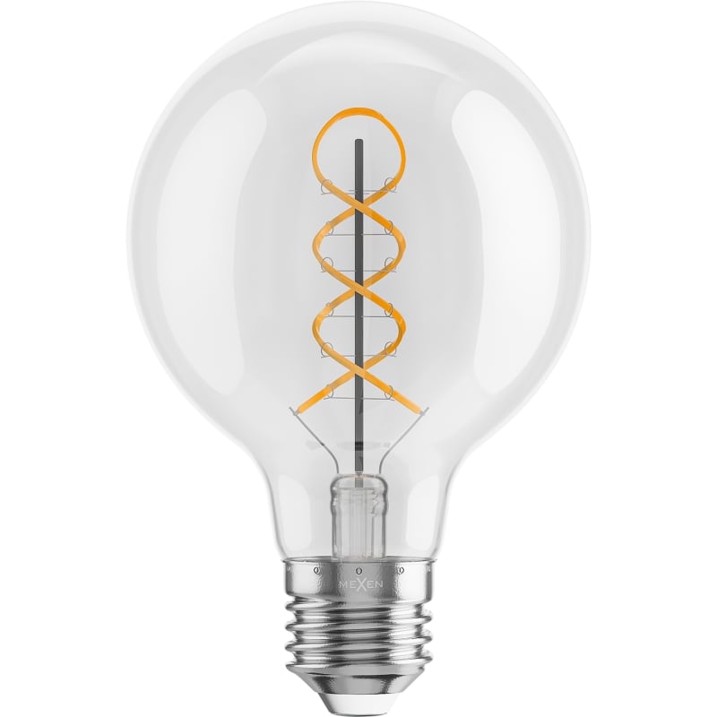 Mexen Vintis 3x LED-Filament-Glühbirne Spirale E27, G80, 8W, Warm - 2700K, 750 lm, klar - L165-E27-0827-00x03