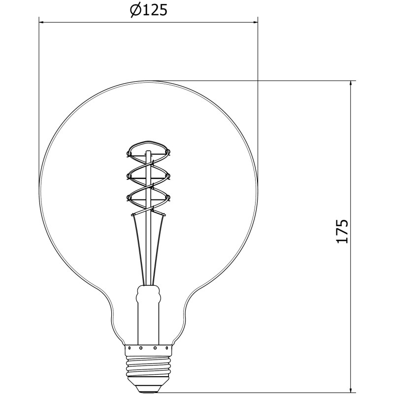 Mexen Vintis 3x LED-Filament-Spirallampe E27, G125, 6W, Warm - 2200K, 350 lm, Rauch - L168-E27-0622-70x03