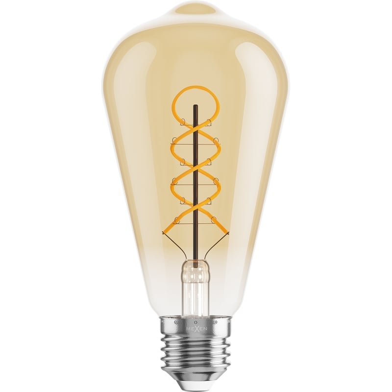 Mexen Vintis 6x Filament-LED-Lampe Spirale E27, ST64, 4W, Warm - 2200K, 360 lm, bernstein - L162-E27-0422-50x06